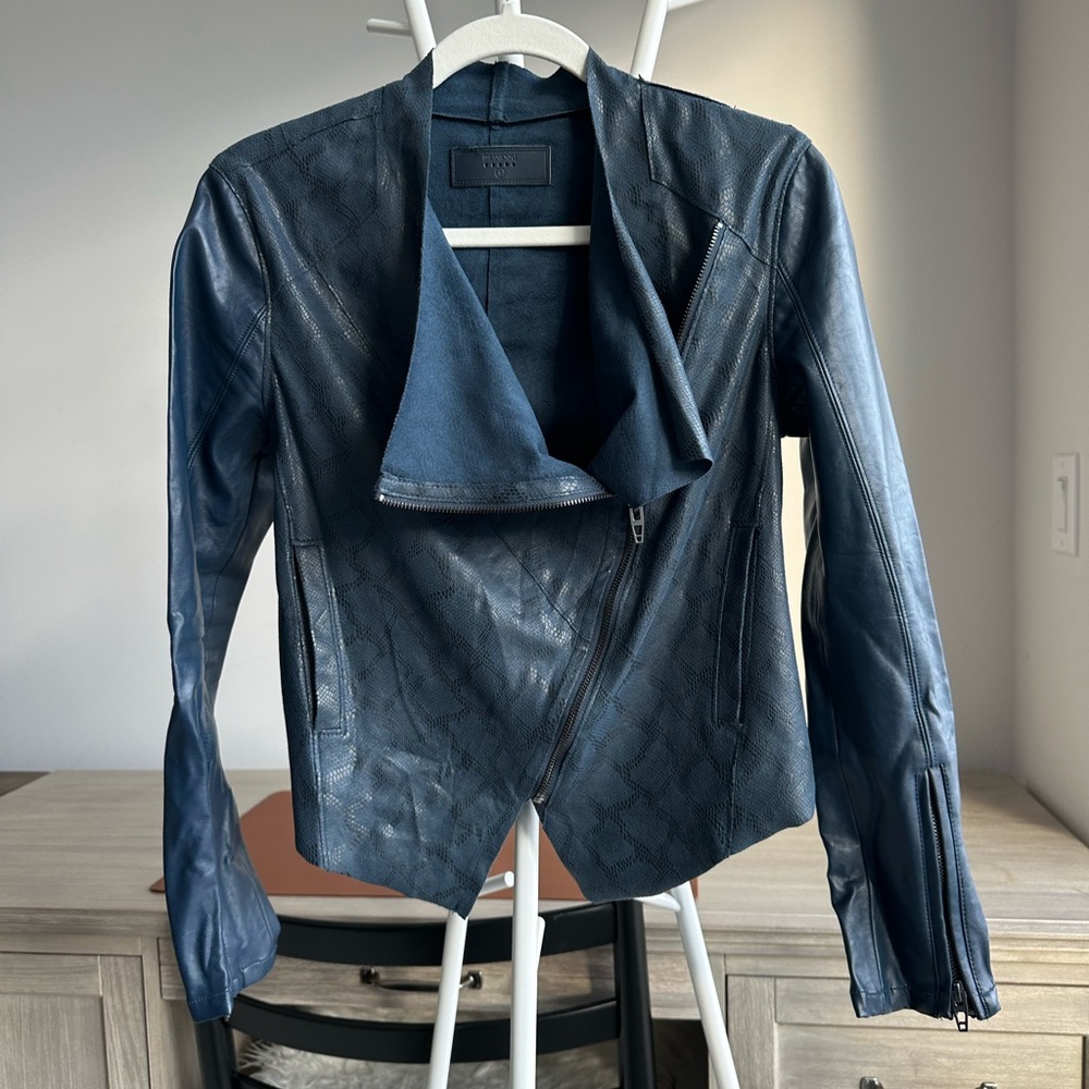 Blank NYC Teal Blue Faux Leather Jacket